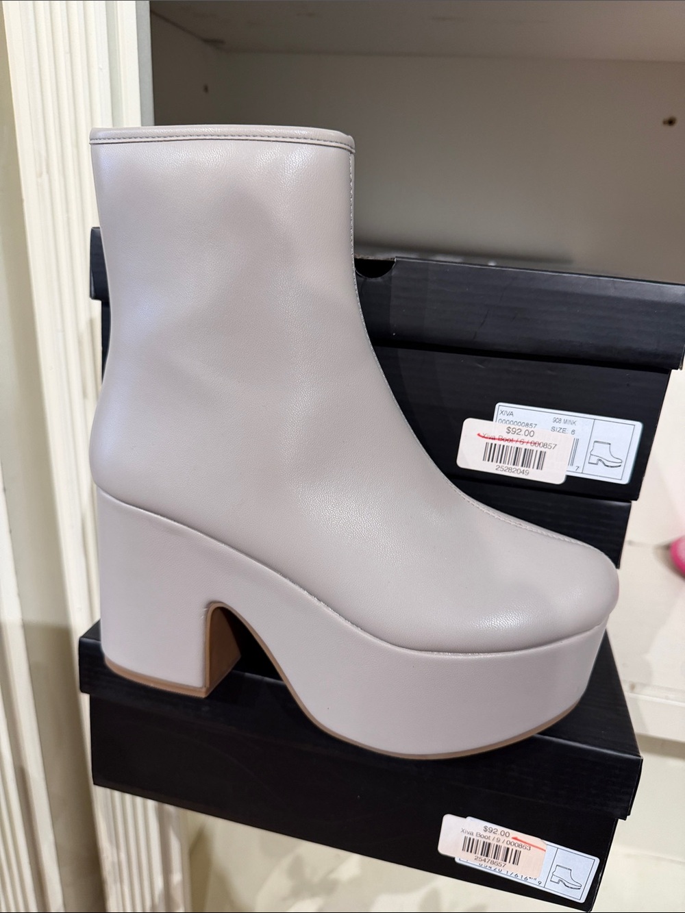 ShuShop Platform Ankle Boots in Light Taupe